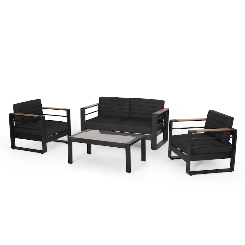 Giovanna Cushioned 4-piece Patio Chat Set by Christopher Knight Home