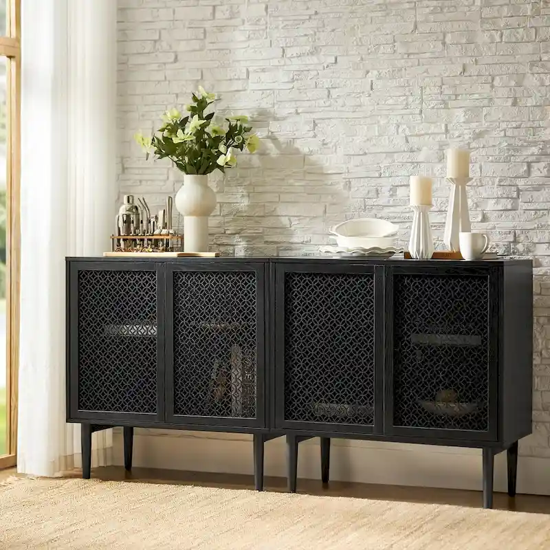 White 2-Door Cabinet with LED Lights - Set of 2
