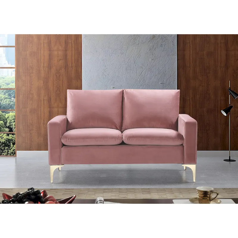 Velvet Loveseat with Gold-Tone Legs