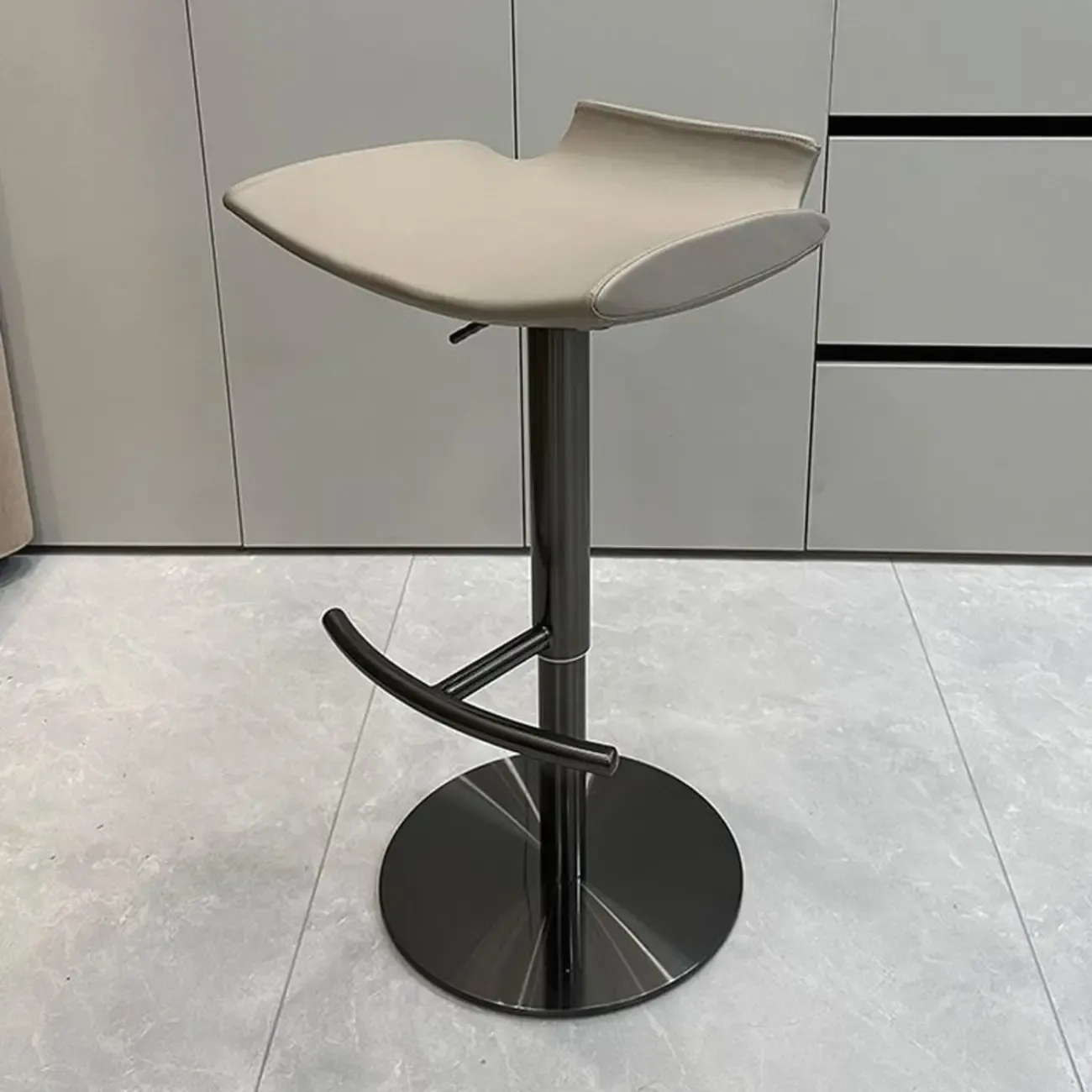 Modern Adjustable Faux Leather Swivel Bar Stools
