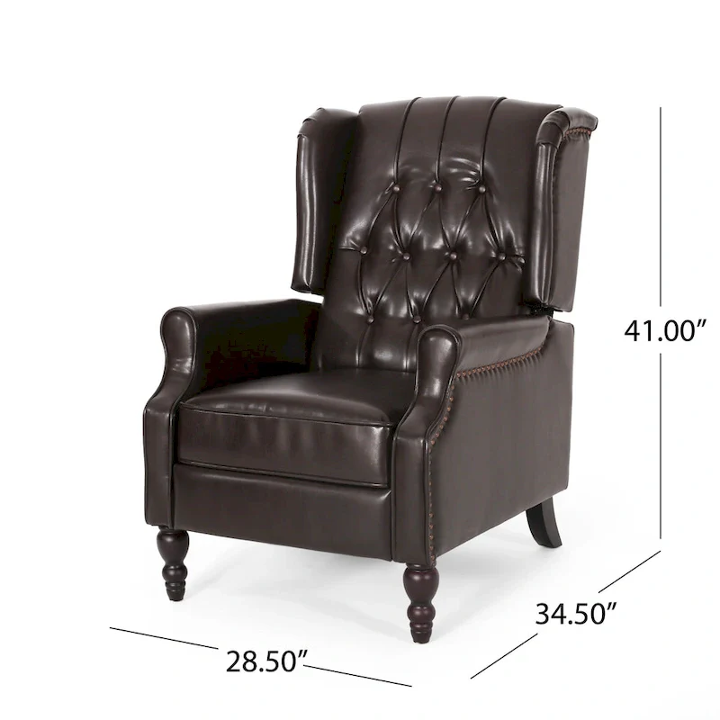 Classic Tufted Bonded Leather Recliner Set (2-Piece) with Nailhead Trim