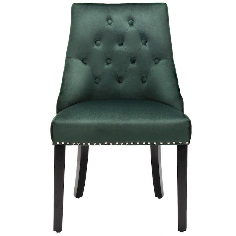 Velvet Dining Chair Upholstered Tufted Armless w/ Nailed Trim & Ring