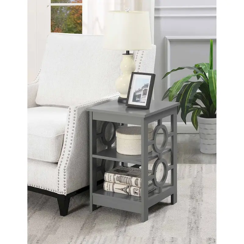 Ring End Table with Shelves