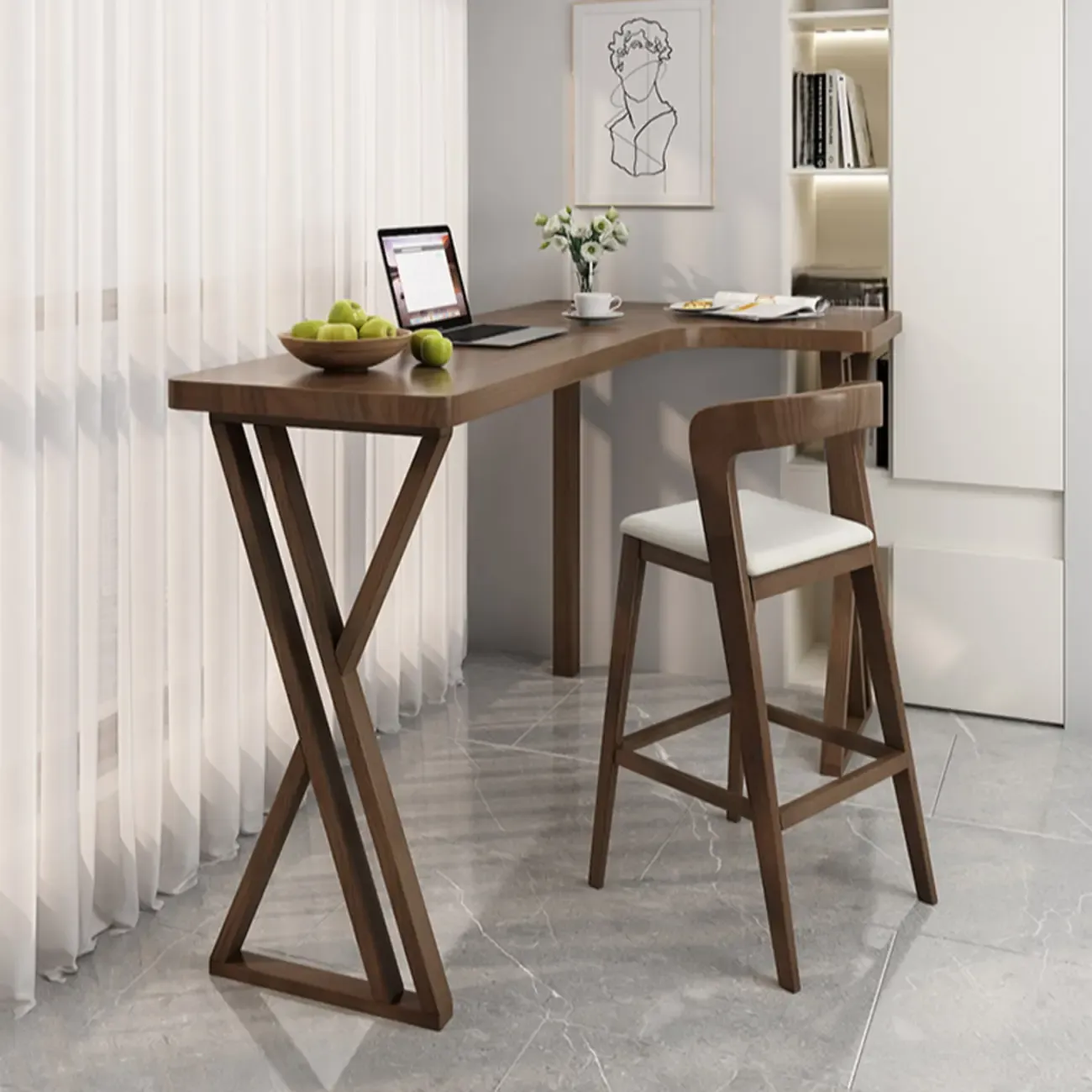 Smooth Brown Wooden Free Foam Bar Tables