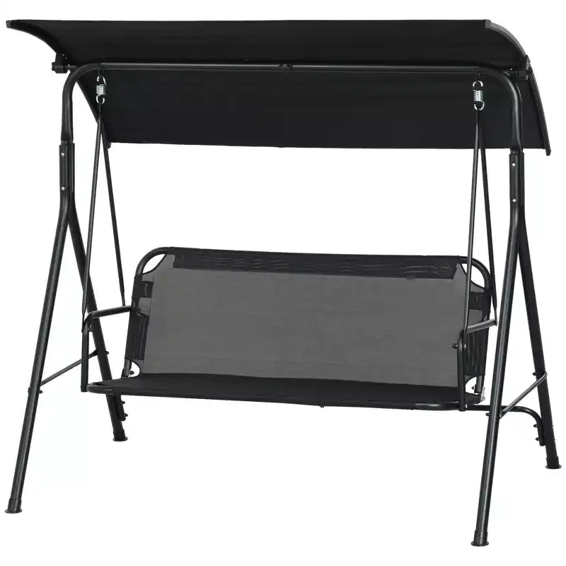 3-Seat Outdoor Patio Swing Chair w/ Cushion, Steel Frame Stand, Adjustable Tilt Canopy for Patio, Garden