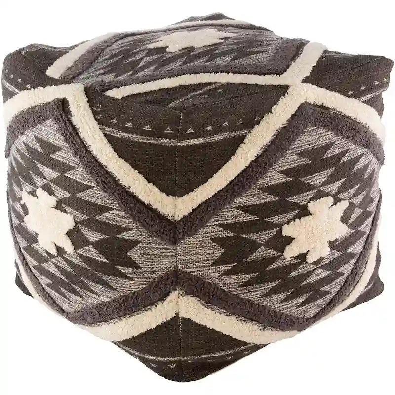 Katherine Boho Shag 18-inch Cube Pouf
