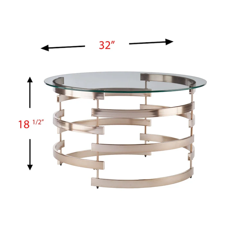 SEI Furniture Grant Modern Round Coffee Table with Glass Top