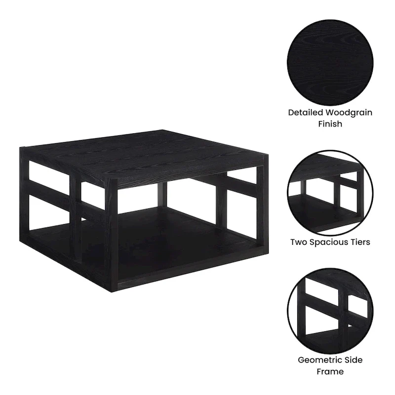 Square coffee table with shelves