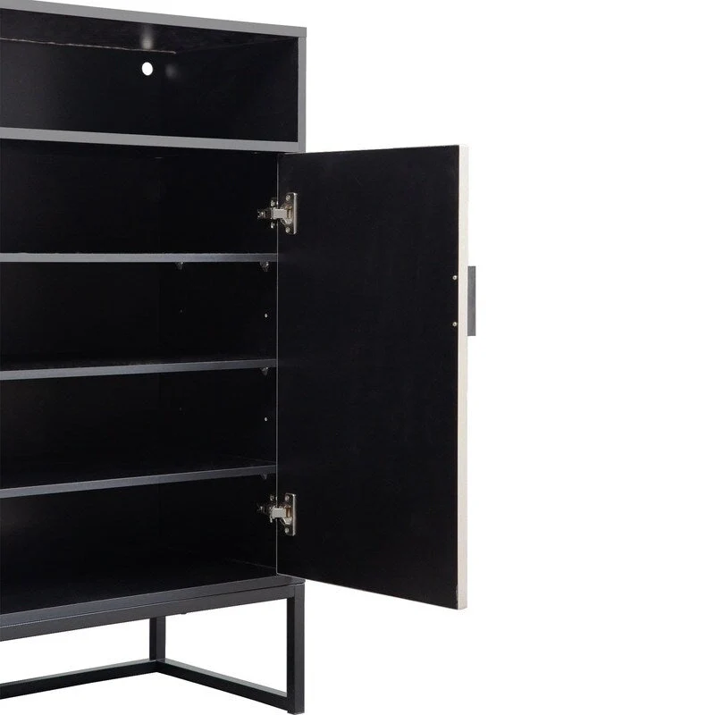 5-Tier Shoe Storage Cabinet with Doors and Open Shelves