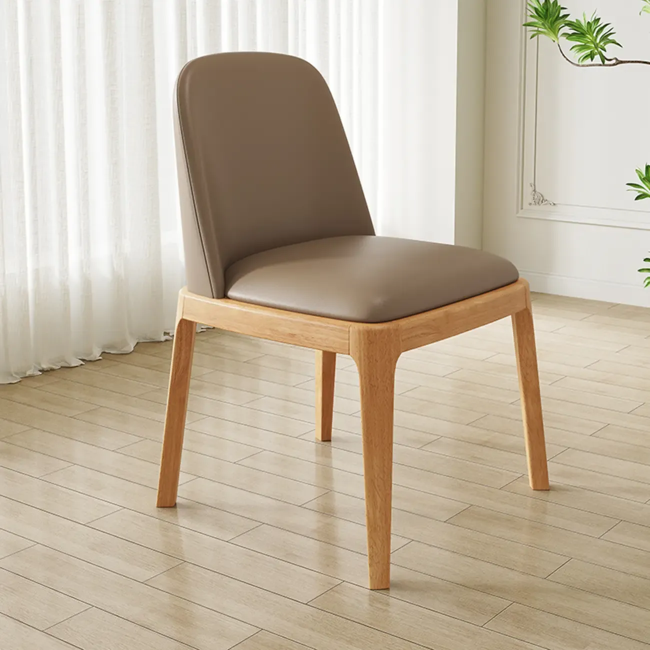 Modern Rubber Wood Upholstered Dining Chair Set of 2