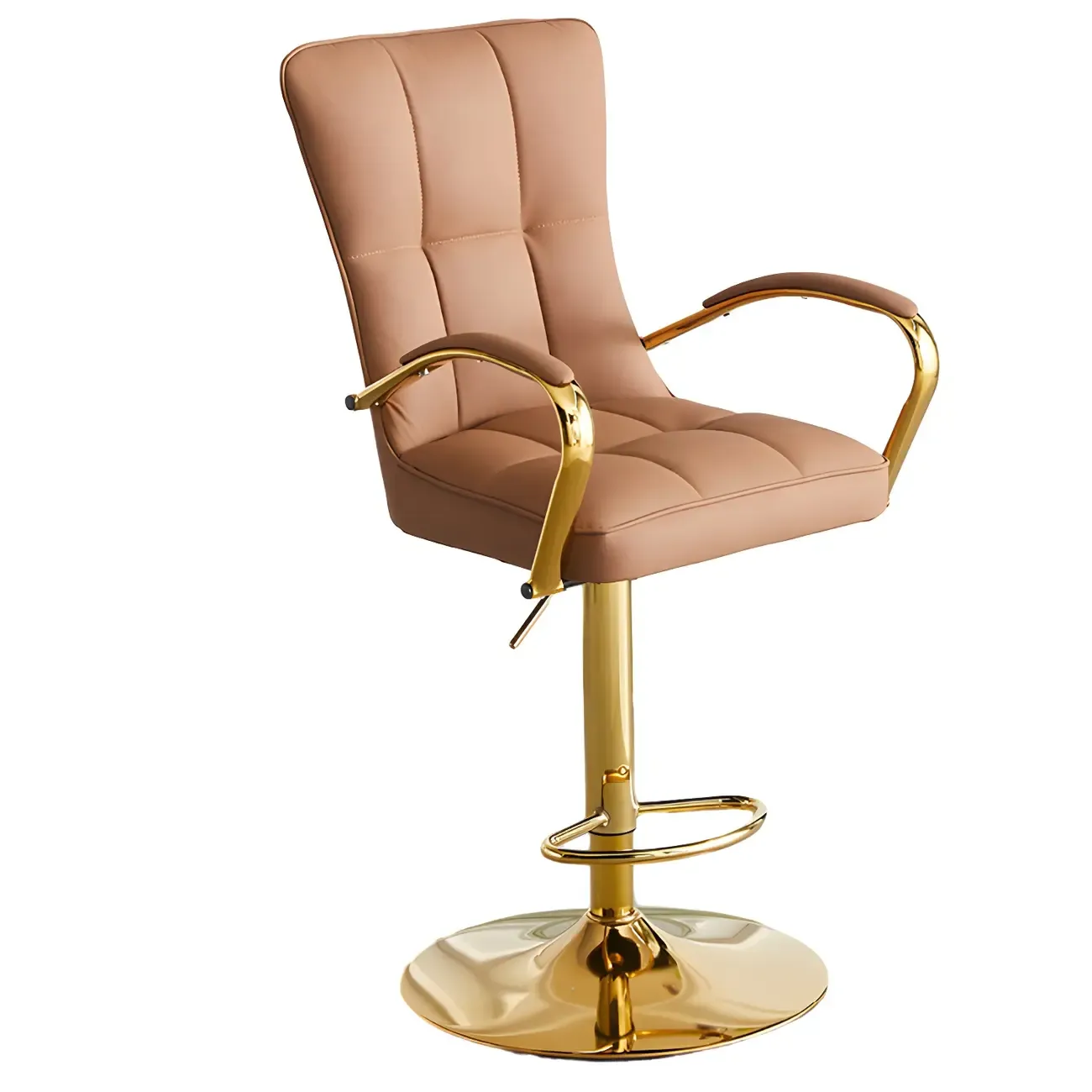 Glam Leather Adjustable Bar Stools with High Back