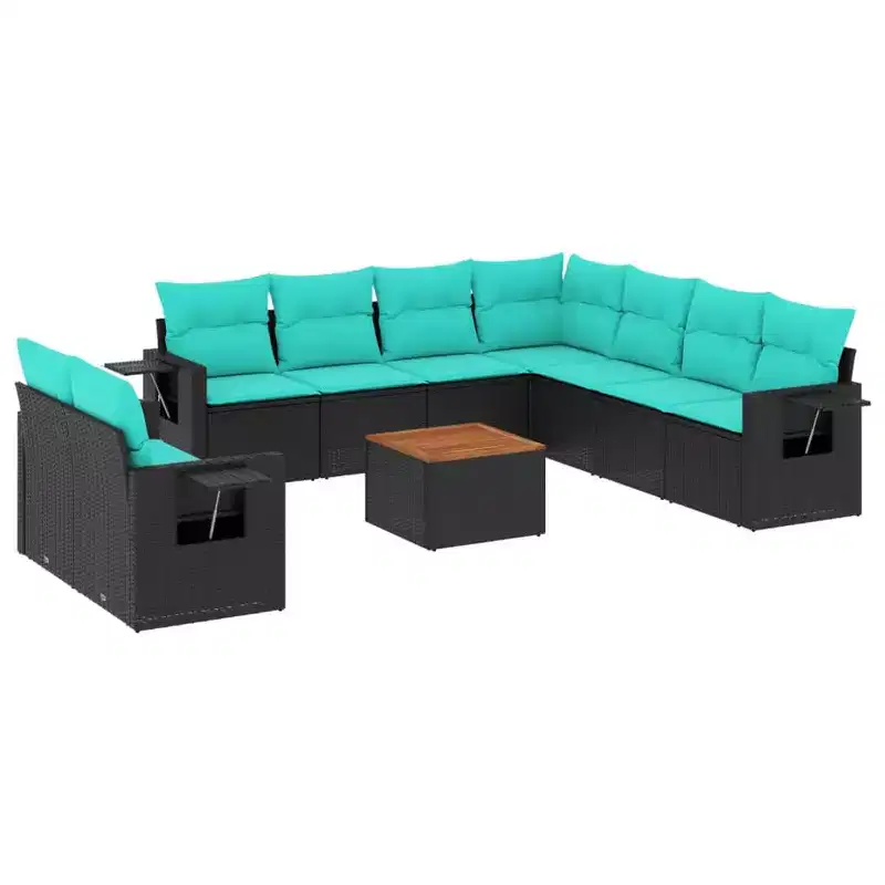 vidaXL Outdoor Sofa Set Solid Acacia Wood and Polyester Natural