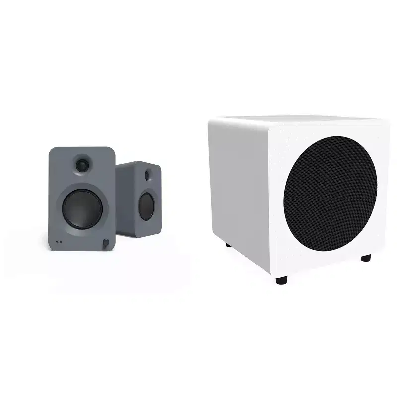 Kanto Ren Powered Speaker System (matte grey) And SUB8 Powered 8in Subwoofer (white) Bundle
