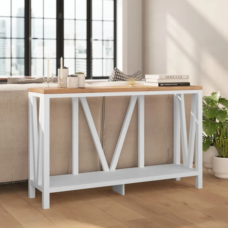Farmhouse Style Rustic Entryway Console Table