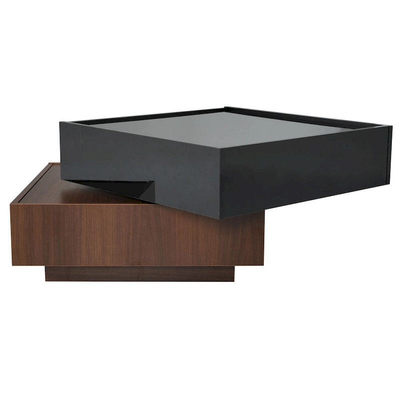 Square 360Rotating Coffee Table with 2 Drawers