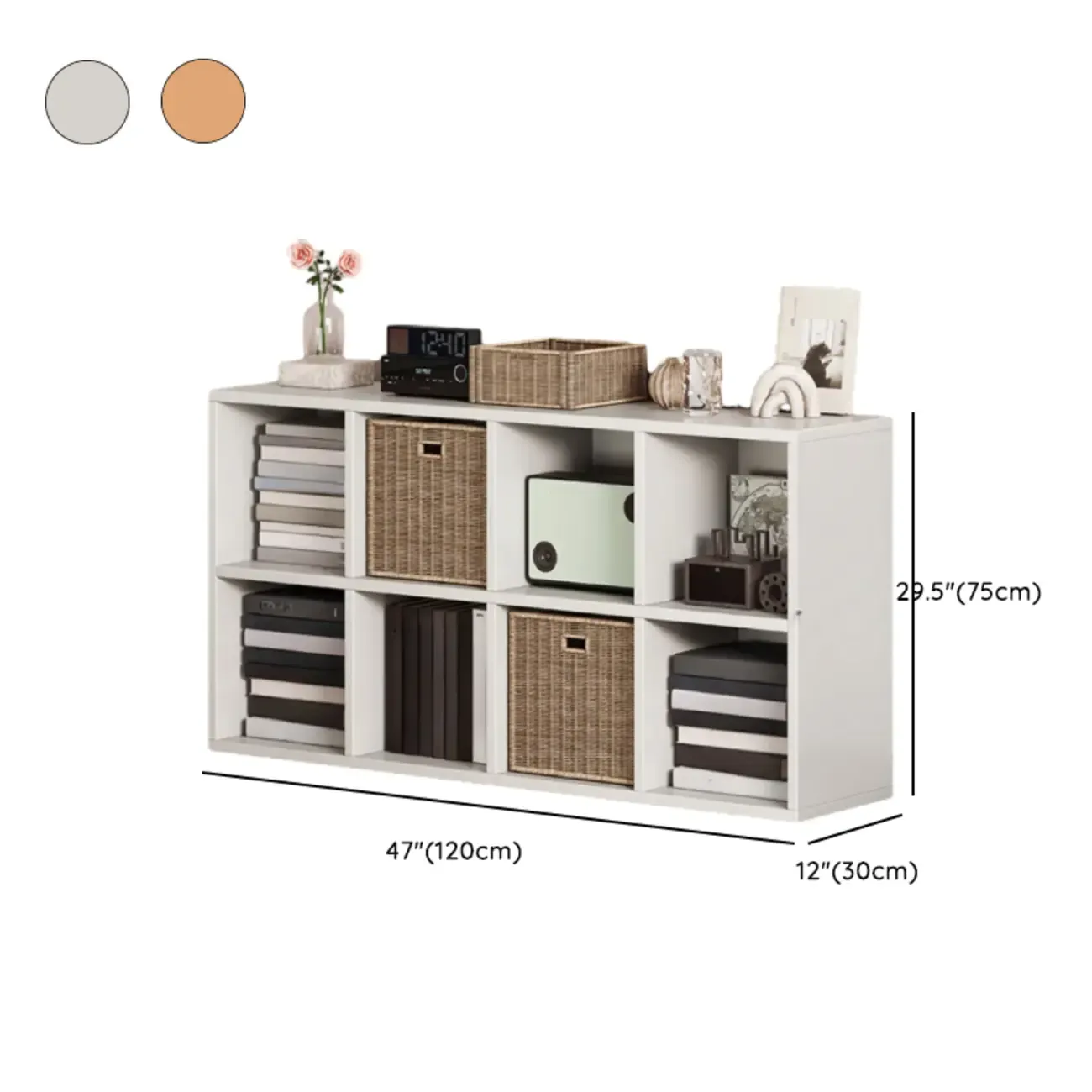 Simple Walnut 8-Cube Wood Bookcase