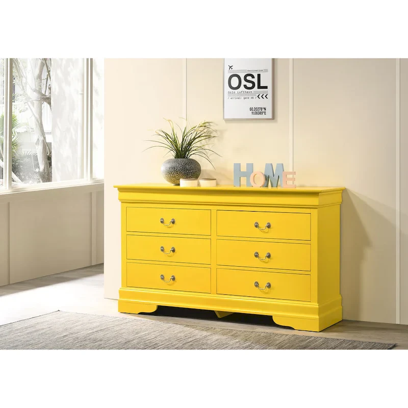 6-Drawer Bedroom Dresser – Traditional Style, Multiple Colors