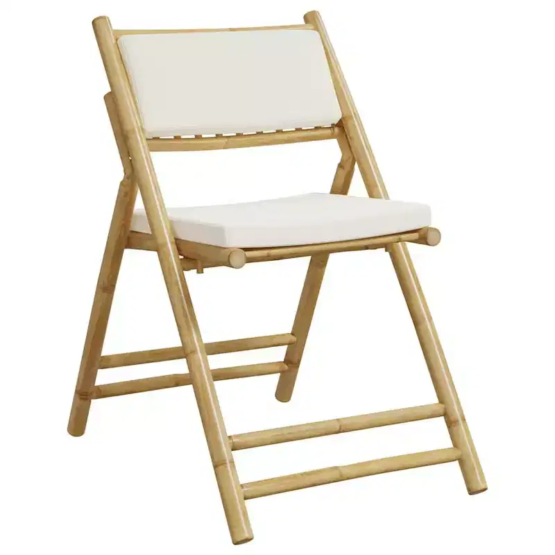 vidaXL Folding Bistro Set with Bamboo and Cushions