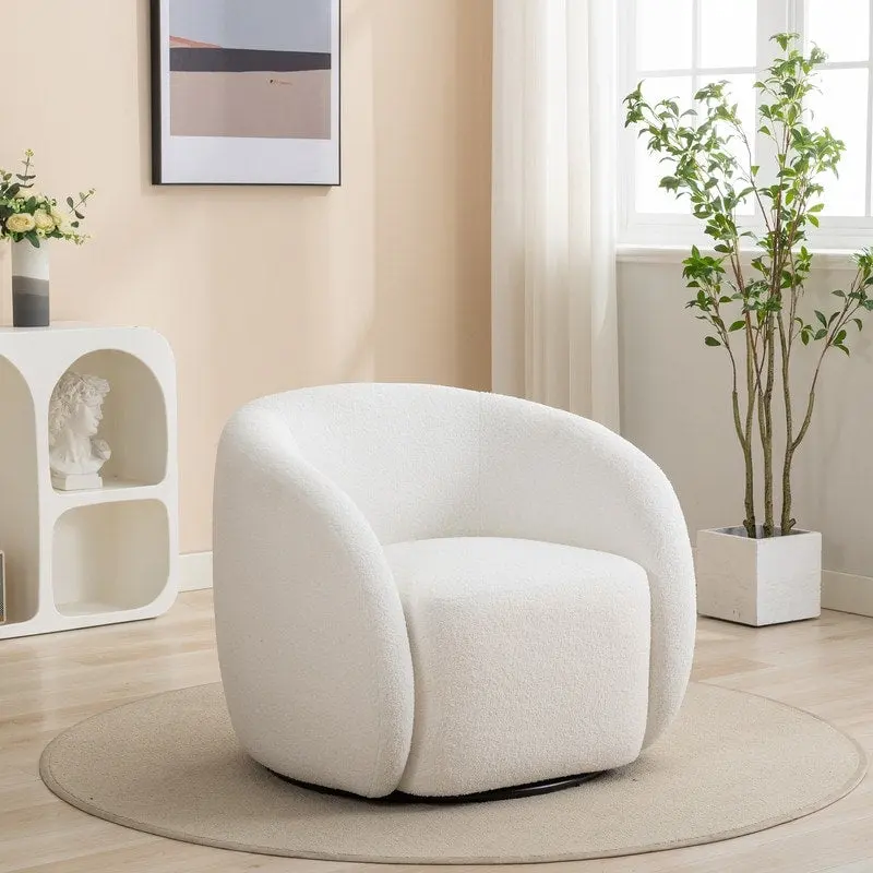 Modern Glam Upholstered 360 Degree Swivel Accent Armchair