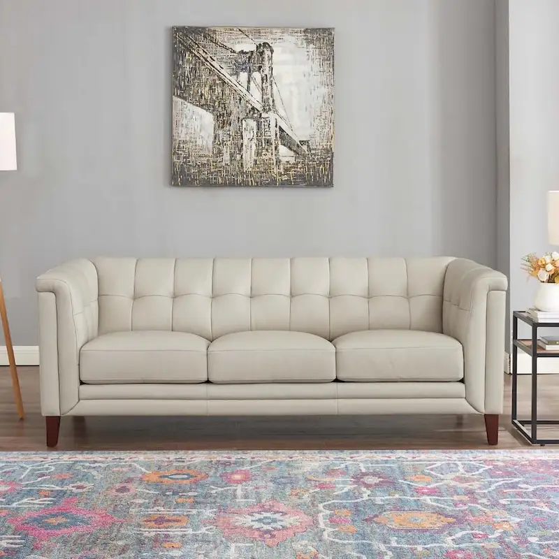 Hydeline Arvo Top Grain Leather Sofa Couch with Feather, Memory Foam and Springs
