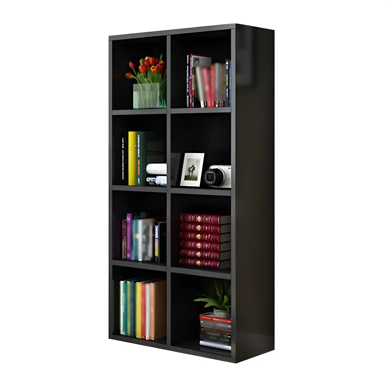 Scandinavian 3-Tier Black Cube Wood Bookcase