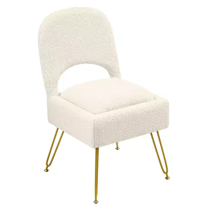Furniliving Vanity Chair With Storage,Storage Make Up Chair With Folding Backrest