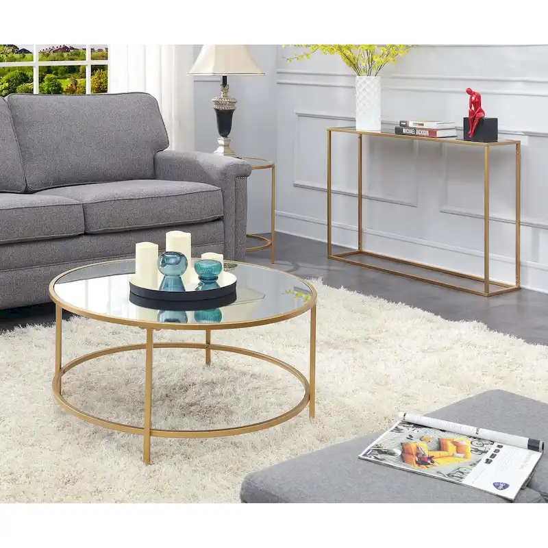 Convenience Concepts Gold Coast Faux Marble Round Coffee Table