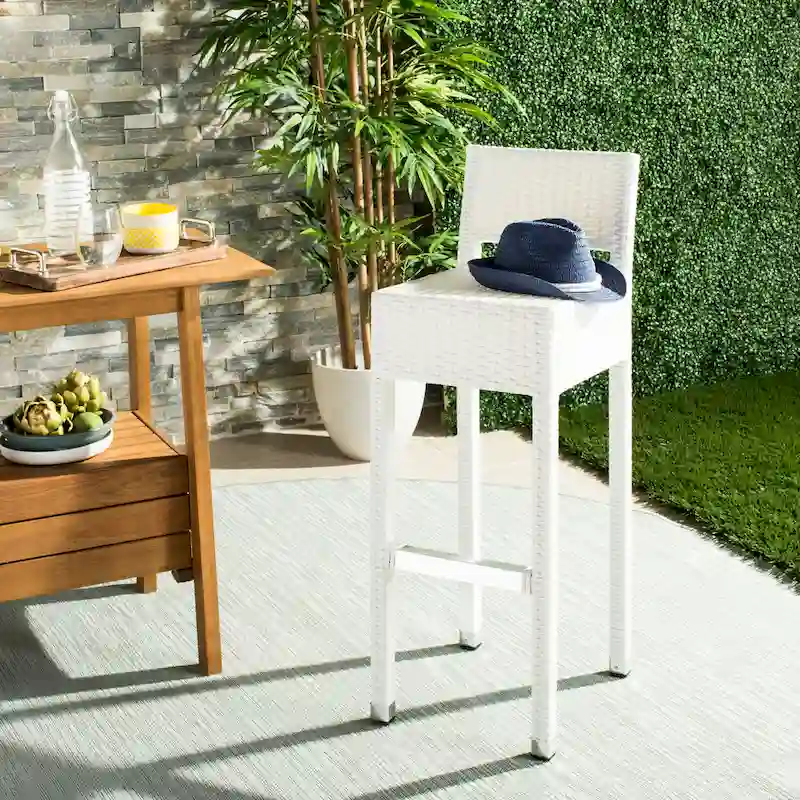 SAFAVIEH Landry Indoor-Outdoor Stacking Grey 30-inch Counter Stool - 13 W x 18 D x 38 H