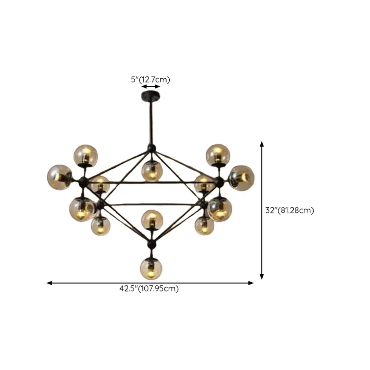 Multi-Light Modern Black LED Chandelier with Geometric Design