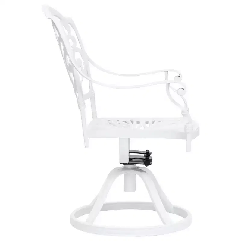 vidaXL Bistro Set White Cast Aluminum Standard Swivel Bistro Set