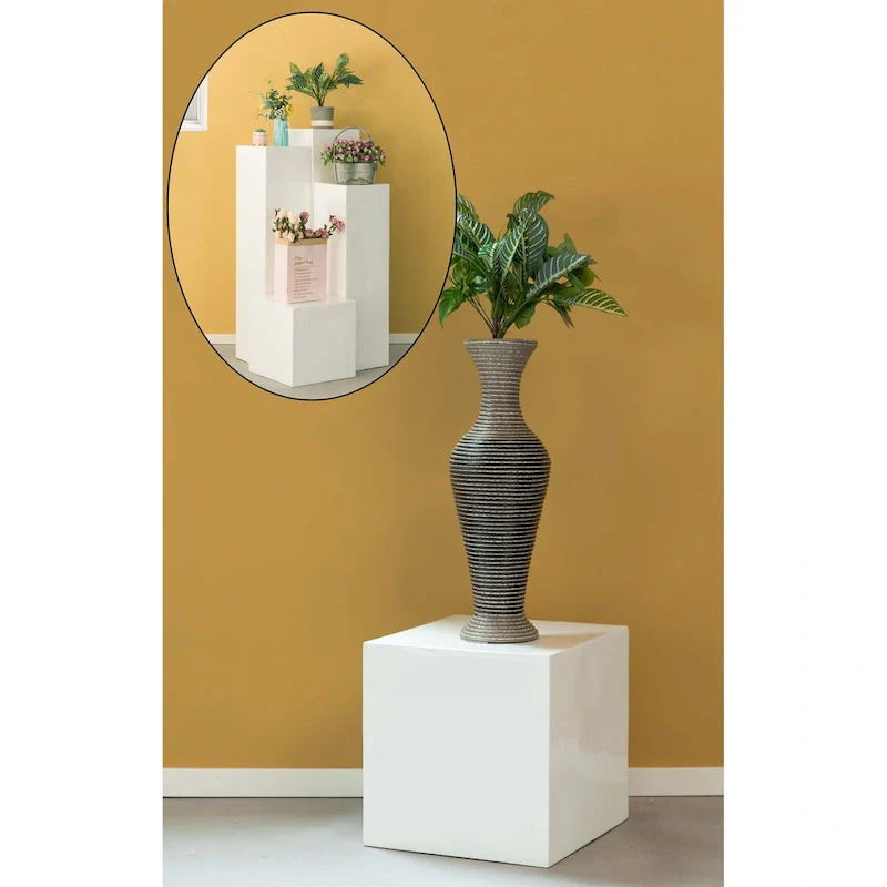 White Square Pedestal Stand – Single Display, 4 Sizes