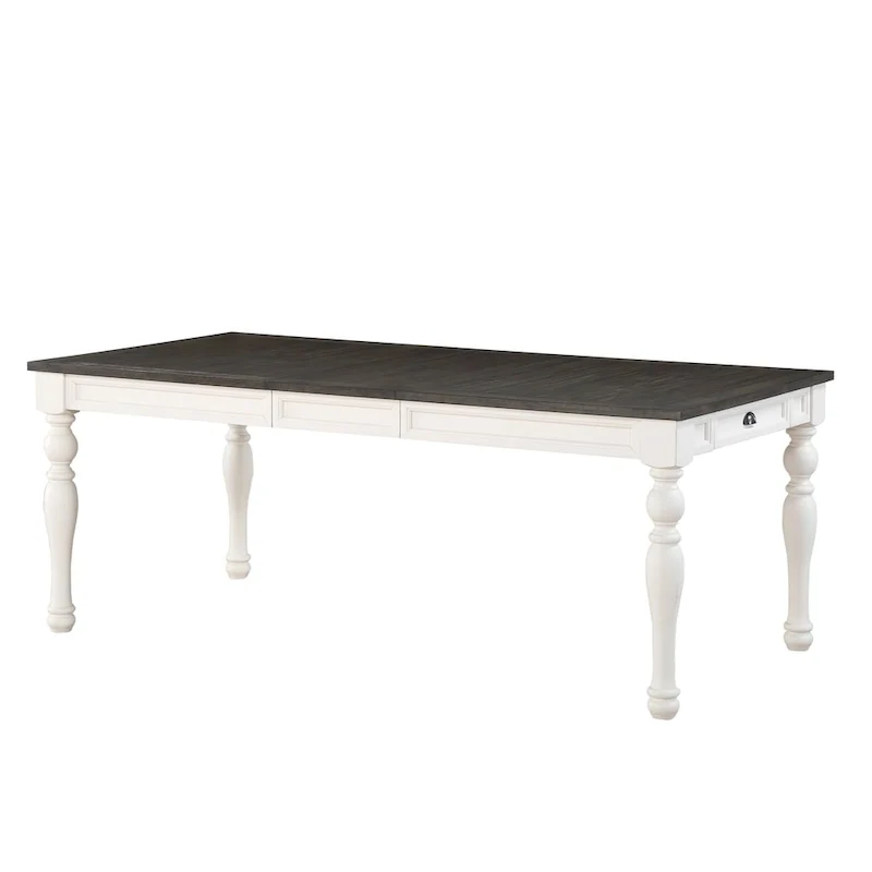 Two Tone Soft White & Dark Oak Farmhouse Rectangular Dining Table – Seats 6