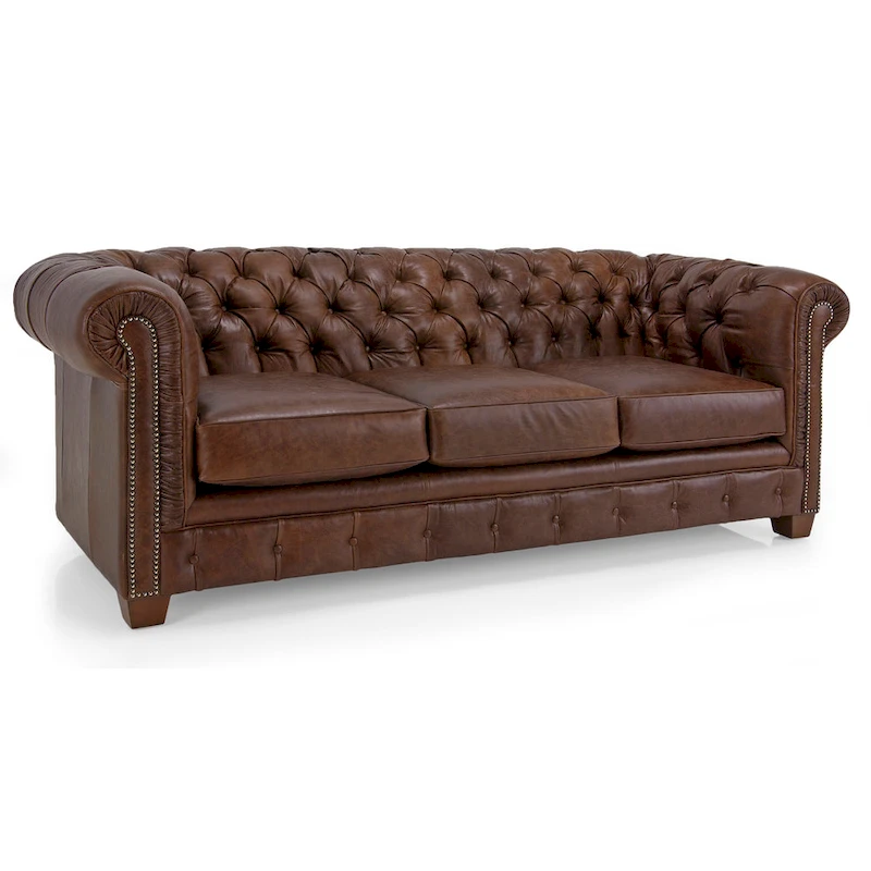 Hancock Tufted Top Grain Italian Leather Chesterfield Sofa - 31  H x 86  W x 40  D