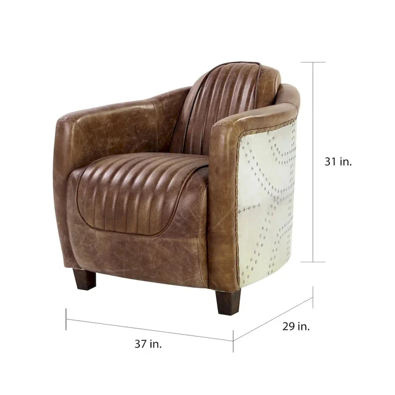 Acme Furniture Brancaster Top Grain Leather Retro Brown Arm Chair