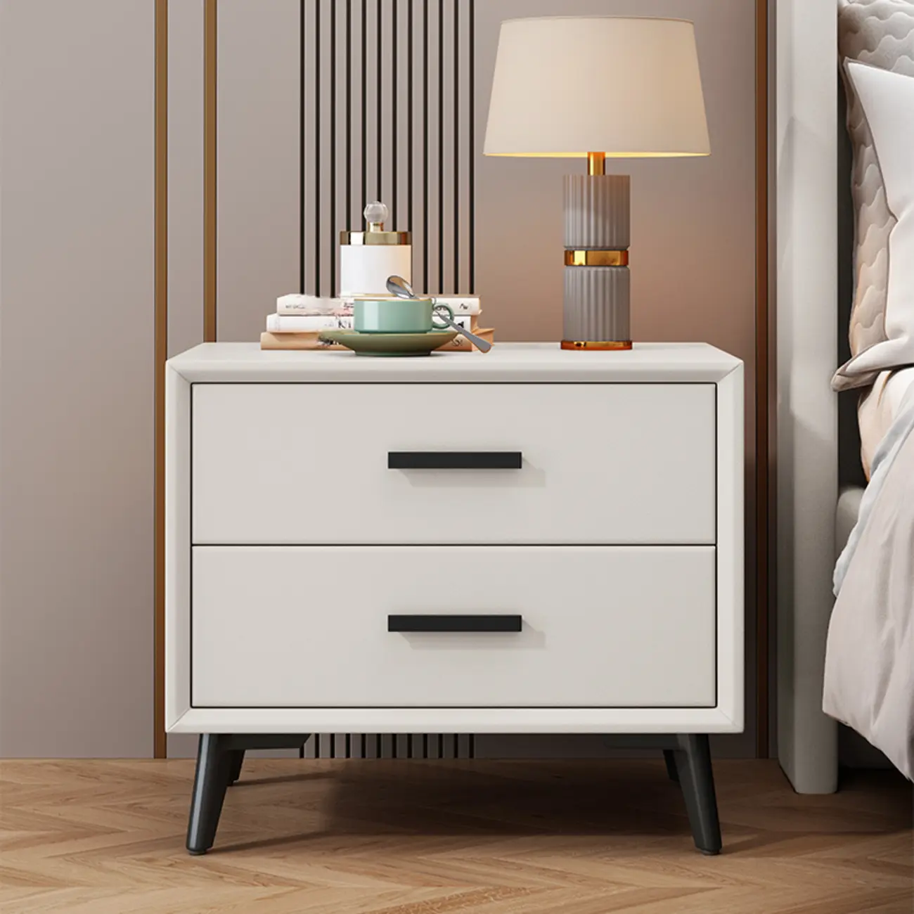 Modern Timber Off-White 2-Drawer Nightstand