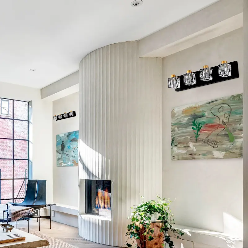 Modern Vanity Lights with Crystal Glass Shade - Gold