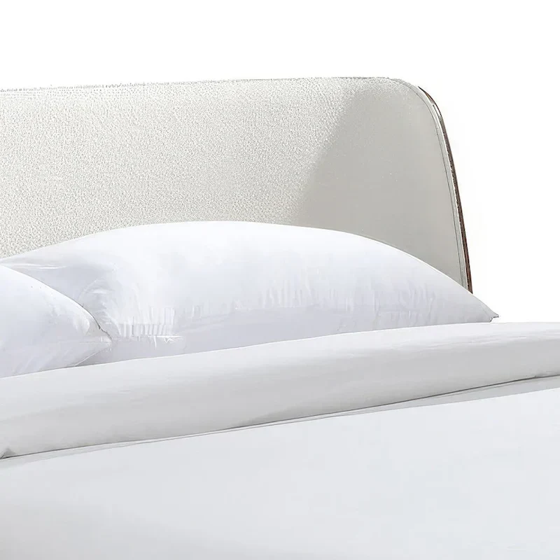 Furniture of America Beau Midcentury 5-Piece Boucle Wingback Queen Low Profile Bedroom Set