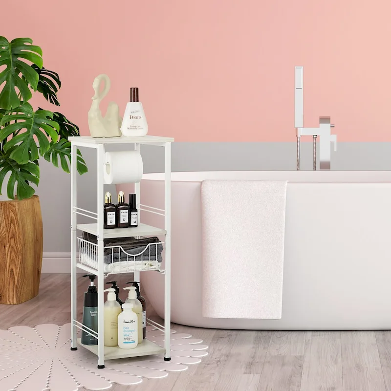 Freestanding Bathroom Shelf with Drawer