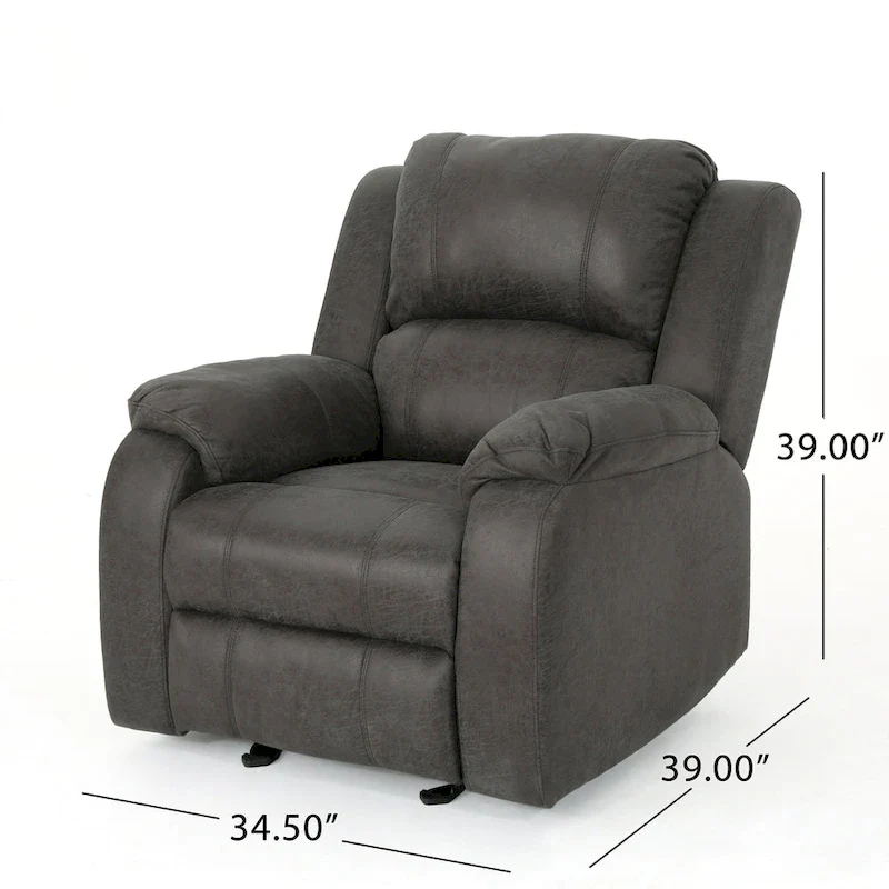 Slate / Beige / Grey Polyester Fabric Gliding Recliner with Pillowtop Arms – Classic Style, Seats 1