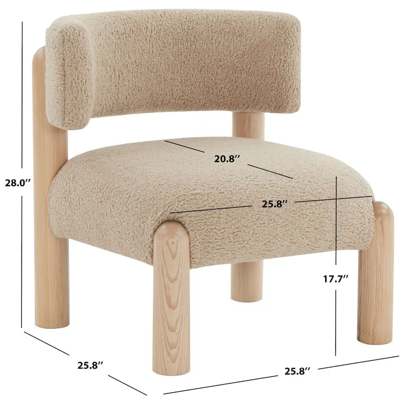 SAFAVIEH Couture Dineke Faux Shearling Accent Chair - 26 In. W x 26 In. D x 28 In. H - 26Wx26Dx28H