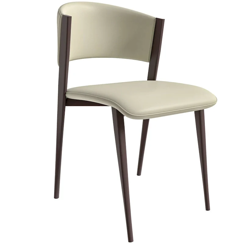 Dining Chair with PU Leather Seat and Black Metal Legs