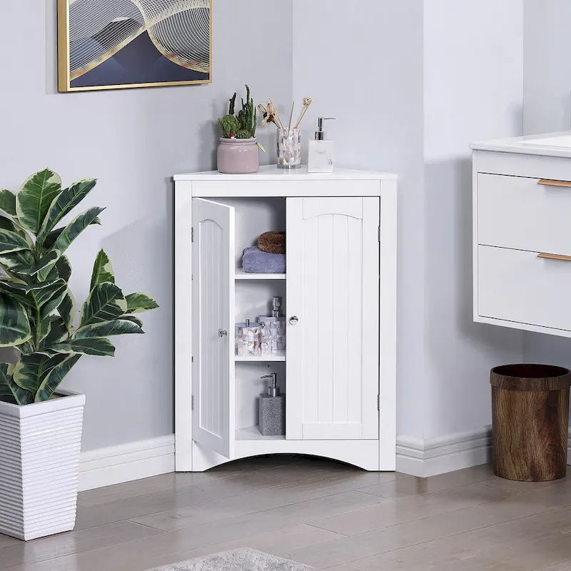 sideboard cabinet, Bathroom Floor Corner Cabinet with Doors and Shelves, Kitchen, Living Room,Free Standing Storage Cabinet