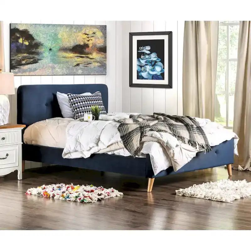 Furniture of America Celene Mid-century Modern Queen Fabric Platform Bed