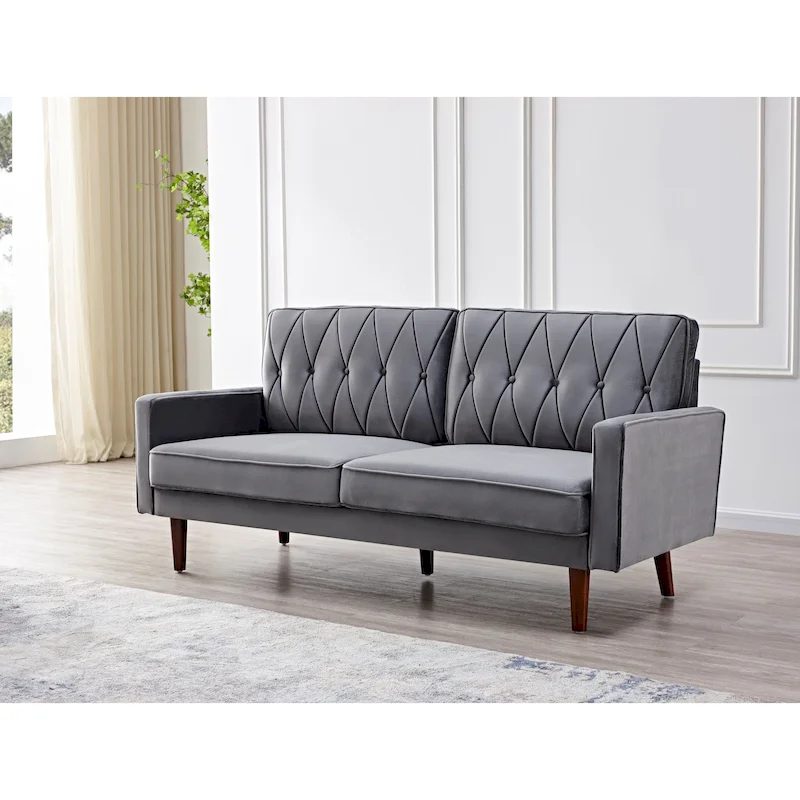 Feemster 69.3 Wide Velvet Tufted Cushion Back Sofa