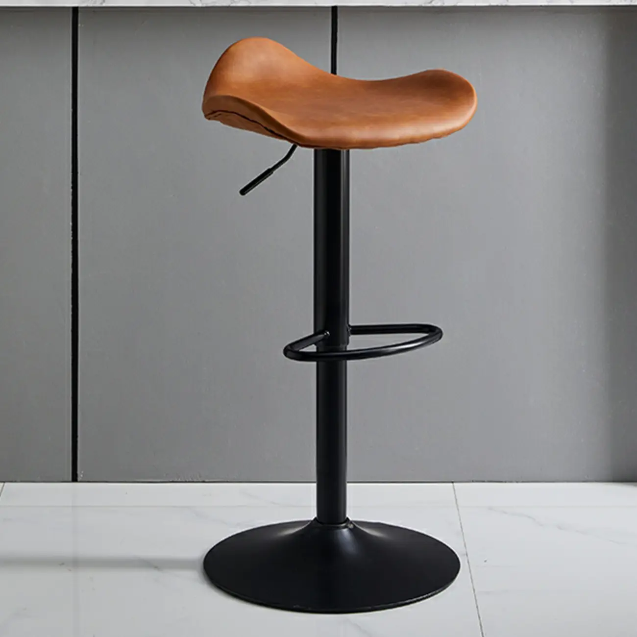 Saddle Black Pedestal Swivel Adjustable Bar Stool