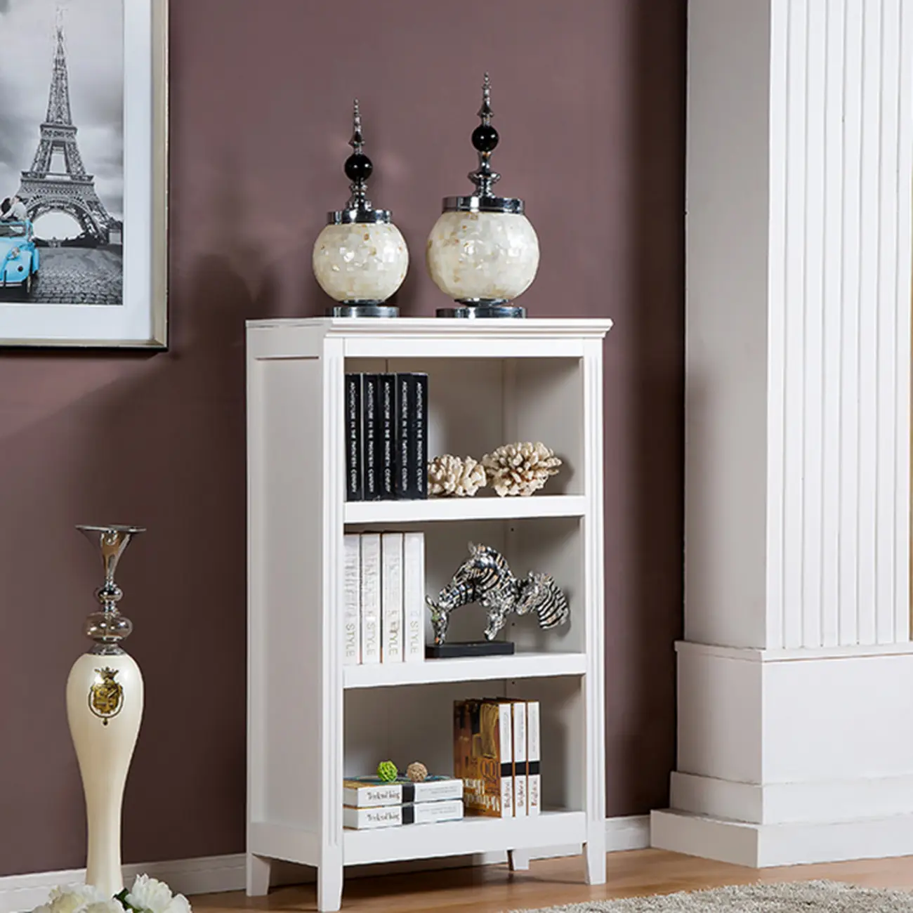 Classic Birch Wood 5-Tier Vertical Barrister Bookcase