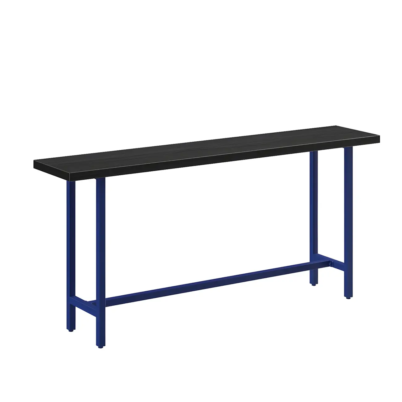 Industrial Black Wood Top Metal Trestle Base Bar Table