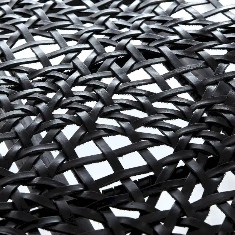 Open Leather Weave Squared Accent Chair