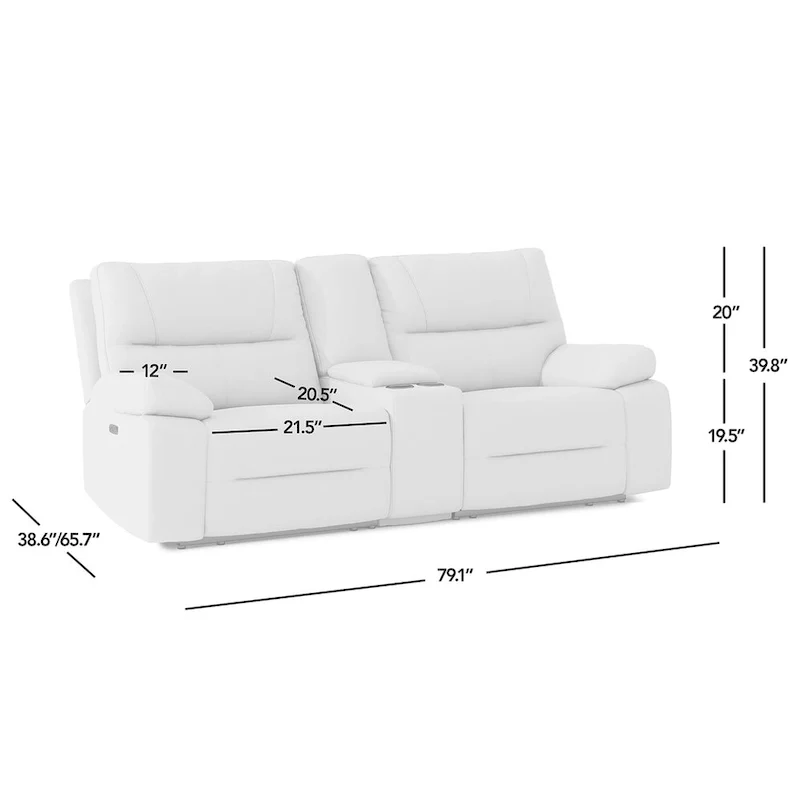 Leather Power Reclining Loveseat with Console and Cup Holders