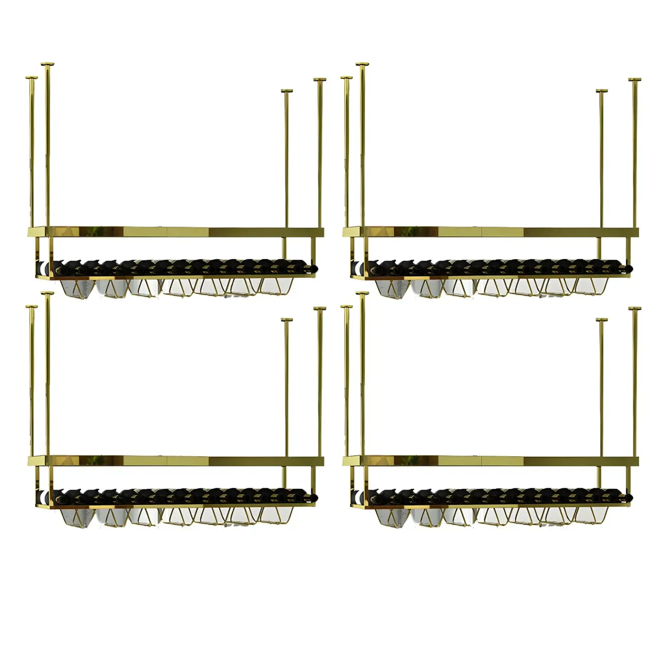 Modern Metal Hanging Wine Rack with Glass Holder